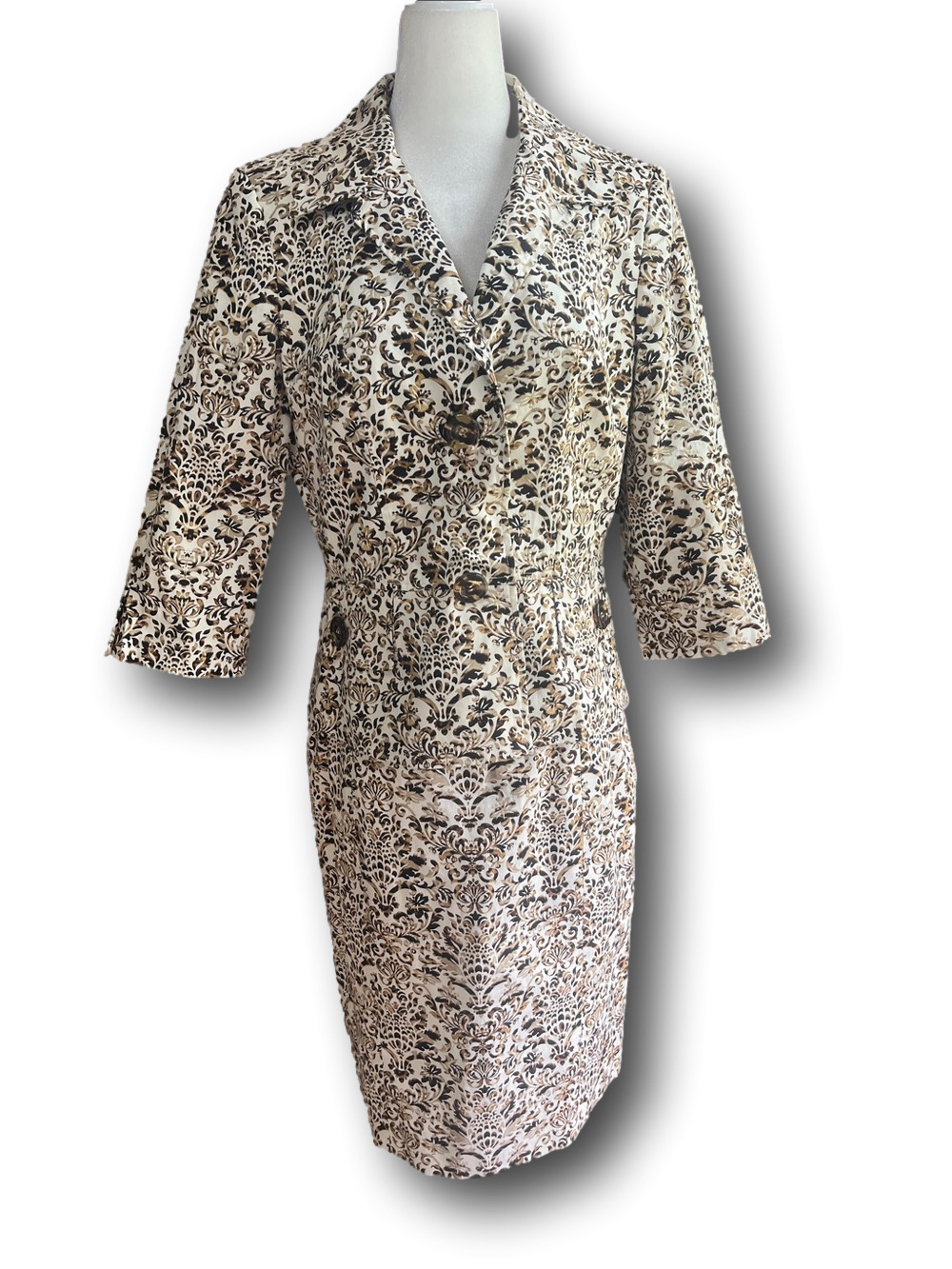 ETCETERA 2 piece set: brown and cream paisley skirt and jacket